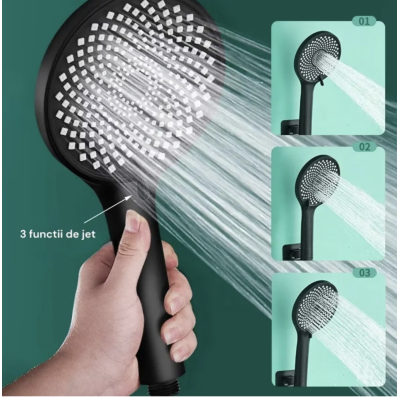 Para de dus universala 3 moduri de jet diametru 25cm NEGRU