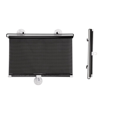 Parasolar auto cu ventuze retractabil negru 68 cm x 125 cm