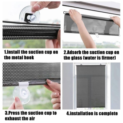 Parasolar retractabil cu ventuze pentru casa sau masina 58X125 cm Gri