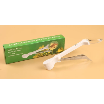 Penseta profesionala cu lupa si 2 leduri 50x5