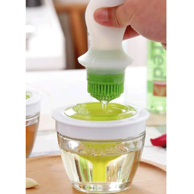Pensula din silicon pentru ulei recipient inclus alb/verde