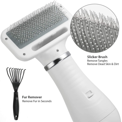 Perie cu feon 2 in 1 pentru caini si pisici , Uscator de par pentru animale