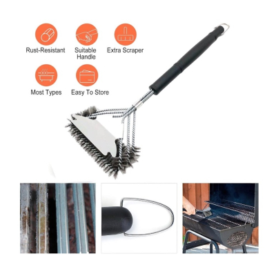 Perie de gratar curatare eficienta 2 capete triunghiulare argintiu/negru