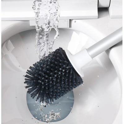 Perie de toaleta din silicon cu recipient pentru scurgerea apei ALB