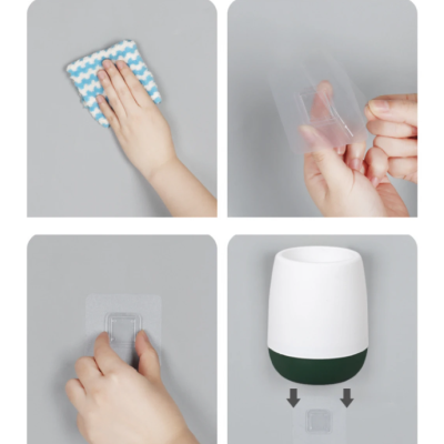 Perie de toaleta din silicon cu recipient pentru scurgerea apei ALB