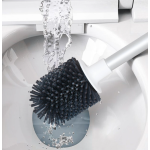 Perie de toaleta din silicon cu recipient pentru scurgerea apei NEGRU