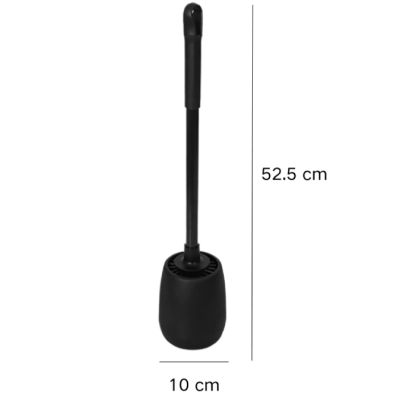 Perie de toaleta din silicon cu recipient pentru scurgerea apei NEGRU