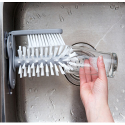 Perie dubla pentru spalare pahare si recipiente, interior/exterior cu 3 ventuze