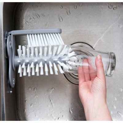 Perie dubla pentru spalare pahare si recipiente, interior/exterior cu 3 ventuze