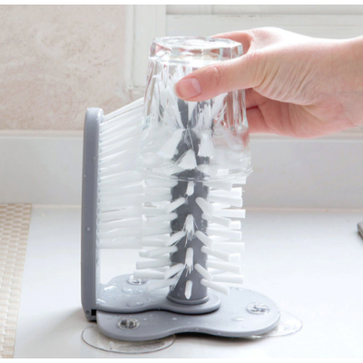 Perie dubla pentru spalare pahare si recipiente, interior/exterior cu 3 ventuze