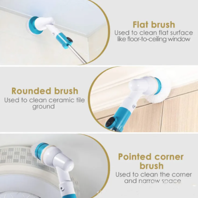 Perie Electrica Rotativa Tip Mop Pentru Curatat Hurricane Spin Scrubber Cu Trei Capete