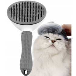 Perie par caini si pisici cu buton autocuratare Gri