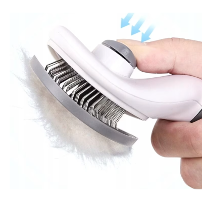 Perie par caini si pisici cu buton autocuratare Gri