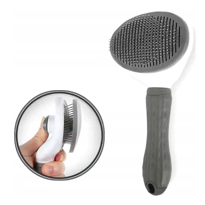 Perie par caini si pisici cu buton autocuratare Gri