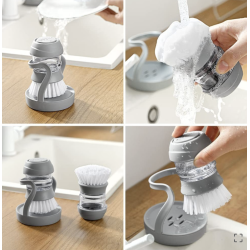 Perie pentru vase cu dozator detergent si suport