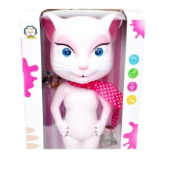 Pisicuta vorbitoare Talking Angela ROZ cu sunete si lumini - 30 cm