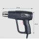 Pistol cu aer cald rezistent putere 2000 W temperatura 300 / 600 grade Negru
