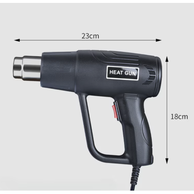 Pistol cu aer cald rezistent putere 2000 W temperatura intre 300 si 600 grade Negru