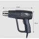 Pistol cu aer cald rezistent putere 2000 W temperatura intre 300 si 600 grade Negru