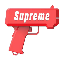 Pistol SUPREME de aruncat bani sau pliante, pentru petreceri si aniversari