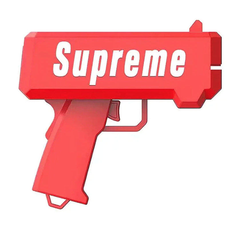 Pistol SUPREME de aruncat bani sau pliante, pentru petreceri si aniversari