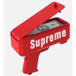 Pistol SUPREME de aruncat bani sau pliante, pentru petreceri si aniversari