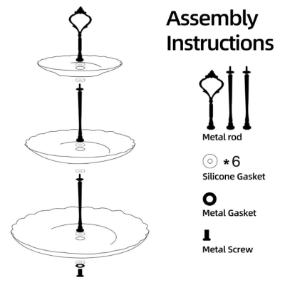 Platou Prajituri Supraetajat 3 Niveluri ALB (plastic)