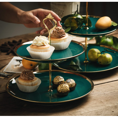 Platou Prajituri Supraetajat 3 Niveluri Verde (plastic)