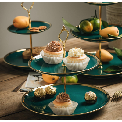 Platou Prajituri Supraetajat 3 Niveluri Verde (plastic)