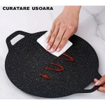 Plita Japoneza rotunda cu manere placa grill antiaderenta diametrul 28 cm