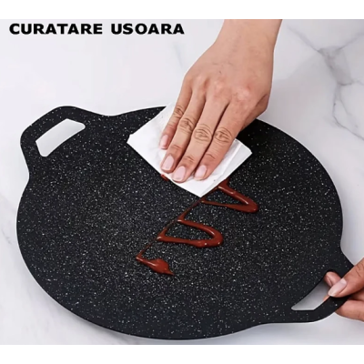 Plita Japoneza rotunda cu manere placa grill antiaderenta diametrul 28 cm