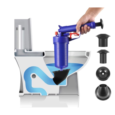 Pompa cu aer comprimat cu 4 accesorii pentru desfundat tevile de la chiuvete