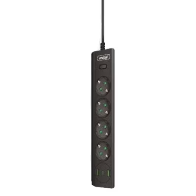 Prelungitor Electric cu 4 prize 2 USB Tip A 1 USB Tip C si intrerupator Q PX400