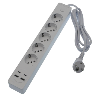 Prelungitor OG2205 5 prize cu 2 USB A si 2 USB C Comutator