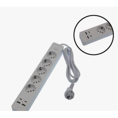 Prelungitor OG2205 5 prize cu 2 USB A si 2 USB C Comutator