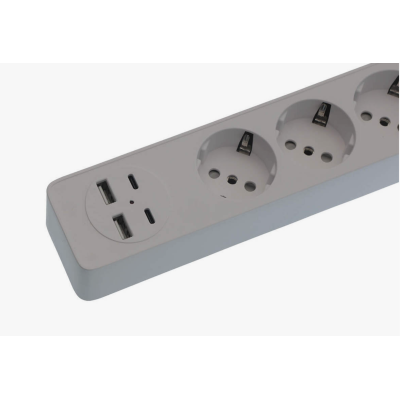 Prelungitor OG2205 5 prize cu 2 USB A si 2 USB C Comutator