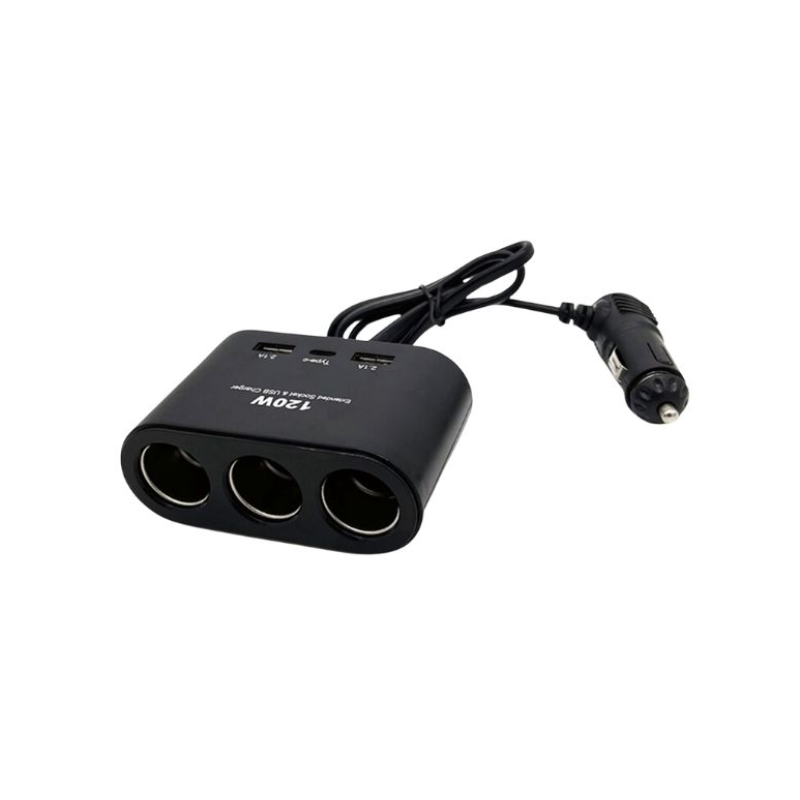 Priza auto 3 cai si USB 120W Olesson 1653