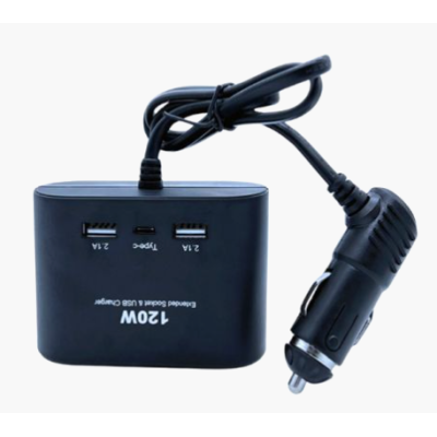 Priza auto 3 cai si USB 120W Olesson 1653