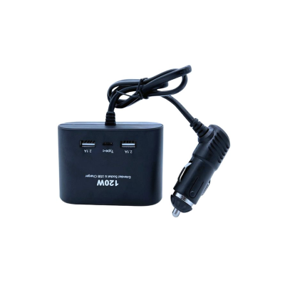 Priza auto 3 cai si USB 120W Olesson 1653