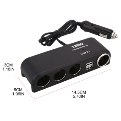 Priza auto No. 1525 cu 4 porturi de iesire si 2 USB