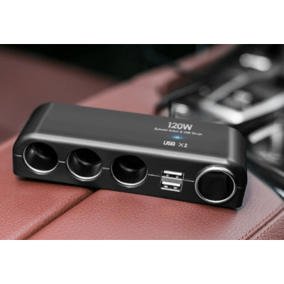 Priza auto No. 1525 cu 4 porturi de iesire si 2 USB