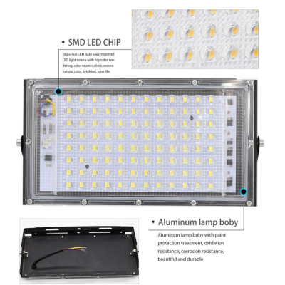Proiector 100W  220V 96 LED SMD cu lupa Dreptunghiular