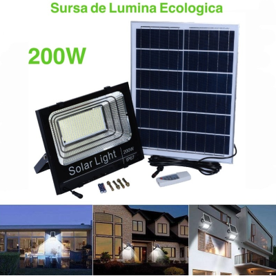 Proiector 200W cu Panou Solar si Telecomanda