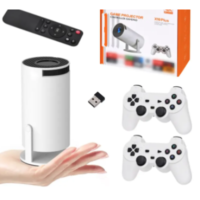 Proiector de jocuri X10 Plus 4K 120 lumeni 64 GB cu telecomanda 10000 de jocuri si 2 controller 