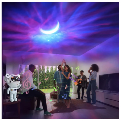 Proiector LED de Stele in forma de astronaut cu Stickere