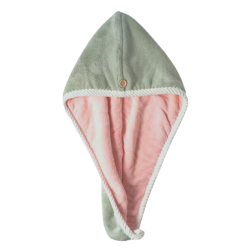 Prosop turban cu nasture pentru uscare par VERDE