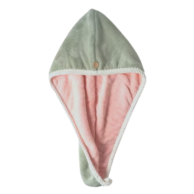 Prosop turban cu nasture pentru uscare par VERDE