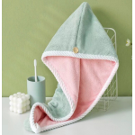 Prosop turban cu nasture pentru uscare par VERDE