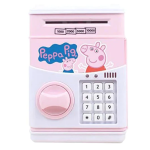 Pusculita pentru copii cu functie ATM cod pin si seif Roz/Alb Peppa Pig
