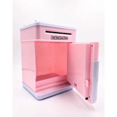 Pusculita pentru copii cu functie ATM cod pin si seif Roz/Alb Peppa Pig